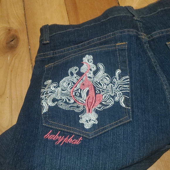 Baby Phat Denim - Baby Phat Dark Blue Denim y2k Jeans with :cats Meow !: Back Pockets